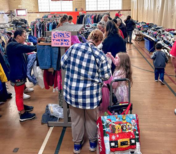 The annual free clothing store was offered at Franklin County’s YMCA in Greenfield on Tuesday.