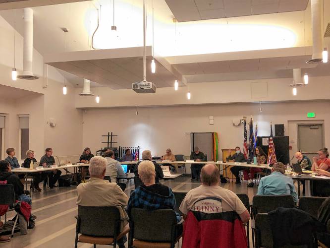 Greenfield Police Chief Robert Haigh Jr. and Deputy Police Chief William Gordon present data to City Council on the department’s co-response program.