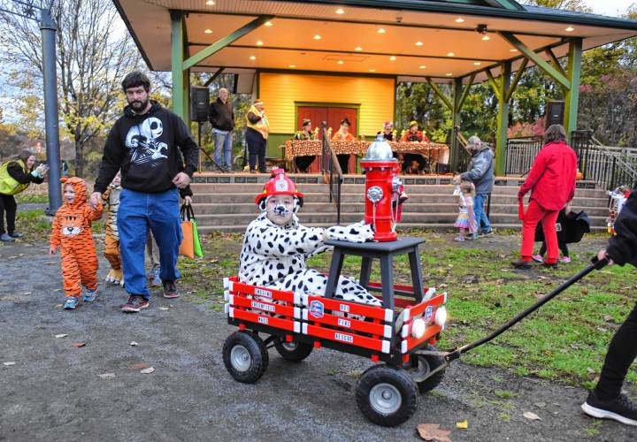 Contestants parade in front of the judges at Energy Park in Greenfield on Halloween.