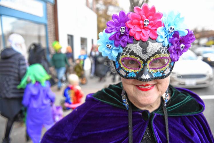 Greenfield resident Kay Lyons on her way to judge costumes on Halloween in Greenfield.