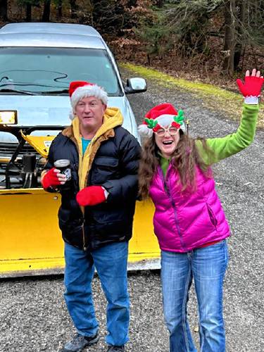 Gary and Vanessa Russell excited to see Santa.