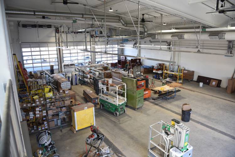 The main drive-thru apparatus bay that will house fire trucks.