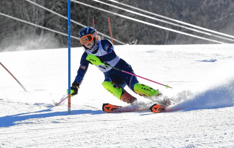 Emmy Sisum of Mohawk Trail competes in the slalom at the PVIAC Individual Championships at Berkshire East in Charlemont on Thursday. 