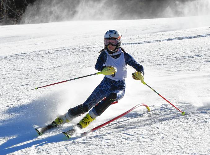 Lydie Pinkham of Mohawk Trail competes in the slalom at the PVIAC Individual Championships at Berkshire East in Charlemont on Thursday. 