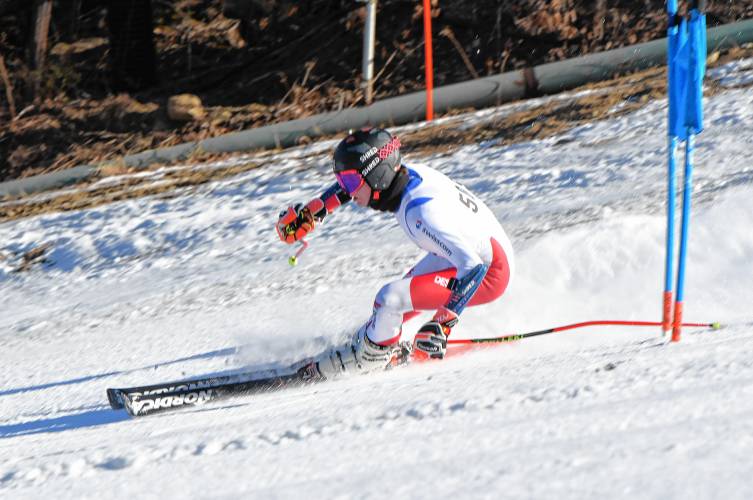 Gage Patenaude of Mohawk Trail competes in the giant slalom at the PVIAC Individual Championships at Berkshire East in Charlemont on Thursday. 