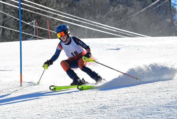 Naomi Den Ouden of Mohawk Trail competes in the slalom at the PVIAC Individual Championships at Berkshire East in Charlemont on Thursday.