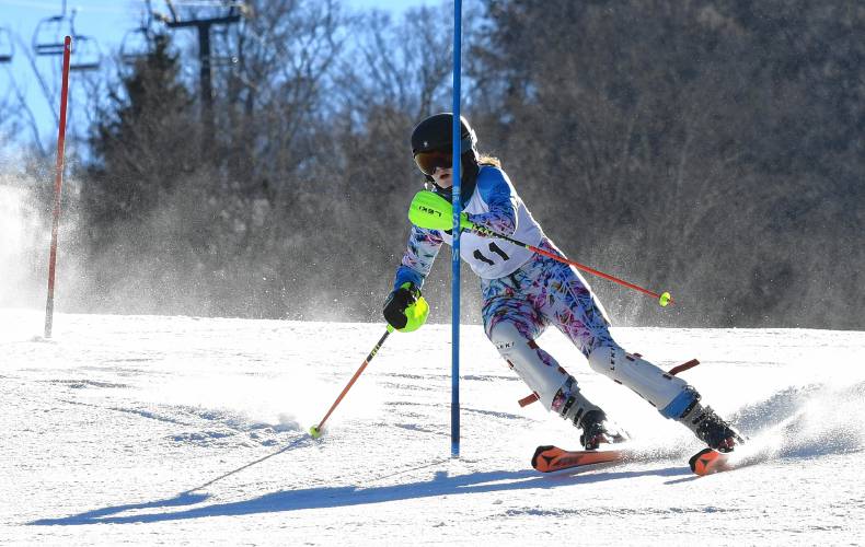 Mohawk Trail’s Sofiya Slocik-Gritzner at the PVIAC Individual Championships at Berkshire East in Charlemont on Thursday.