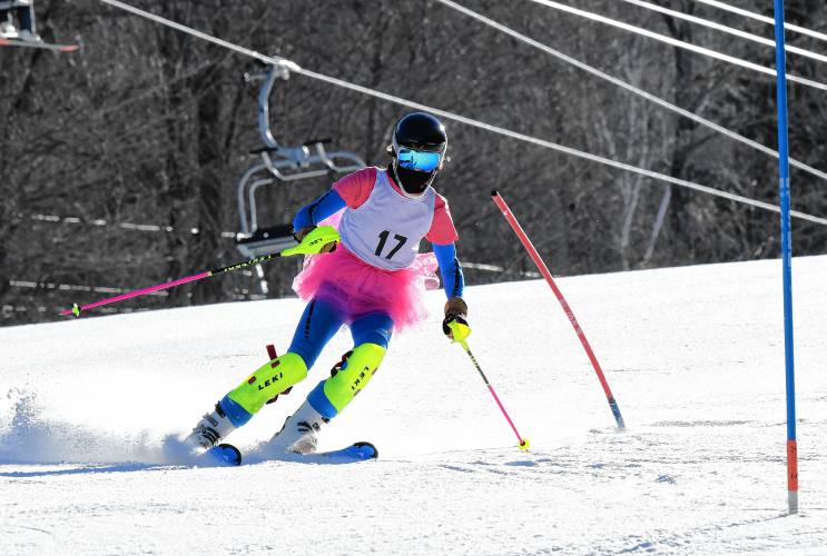 Brook Koshinsky of Mohawk Trail competes in the slalom at the PVIAC Individual Championships at Berkshire East in Charlemont on Thursday. 