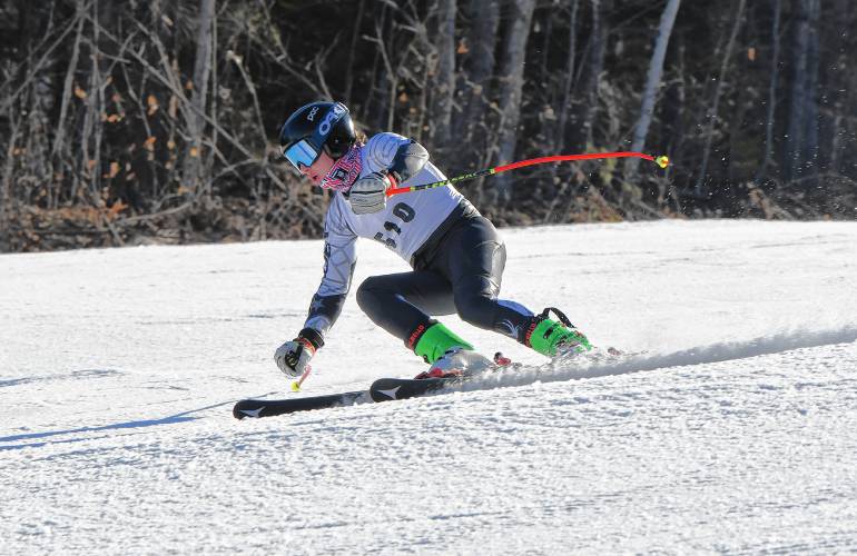 Phineas Tuttman of Mohawk Trail competes in the giant slalom at the PVIAC Individual Championships at Berkshire East in Charlemont on Thursday.