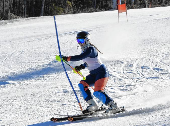 Mae Hoff of Mohawk Trail competes in the slalom at the PVIAC Individual Championships at Berkshire East in Charlemont on Thursday.