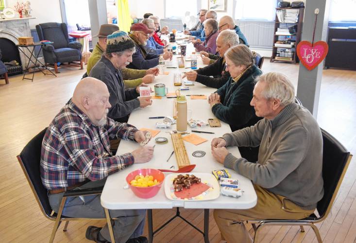 Members of the Bernardston Cribbage Club peg away at the Bernardston Senior Center, crowning a champion every week. They meet on Wednesdays starting at 9 a.m. All are welcome. 