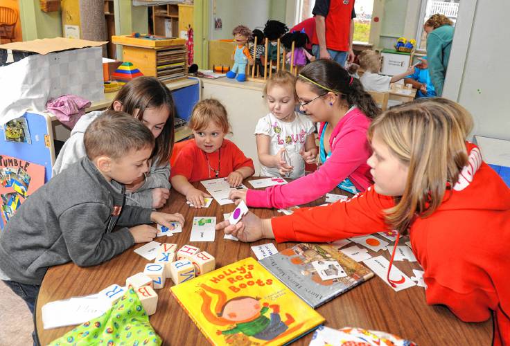 Children work together at the Head Start program’s former offices on Washington Street in Greenfield in 2013. Anat Weisenfreund, director of Community Action Pioneer Valley’s Head Start program, says she is hopeful the Greenfield location could reopen in the next few years once more federal funding is available, but the organization plans to channel any increases in funding through the state’s fiscal year 2025 budget toward increasing salaries for current educators.