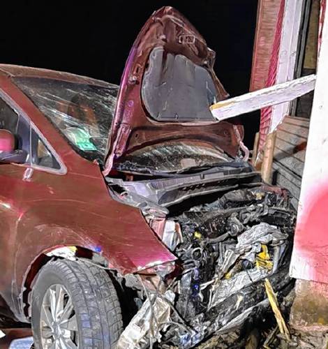 One person was taken to the hospital, and one declined transport, after a minivan crashed into the side of a South Main Street barn in Orange shortly after midnight on Friday.