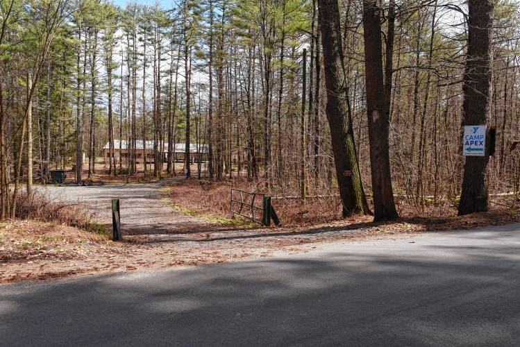 The entrance to Camp Apex off Peckville Road in Shelburne. 