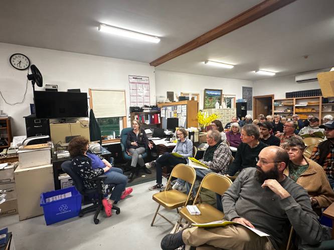 Thirty-eight residents attended Hawley’s Annual Town Meeting at the Town Office on Monday.