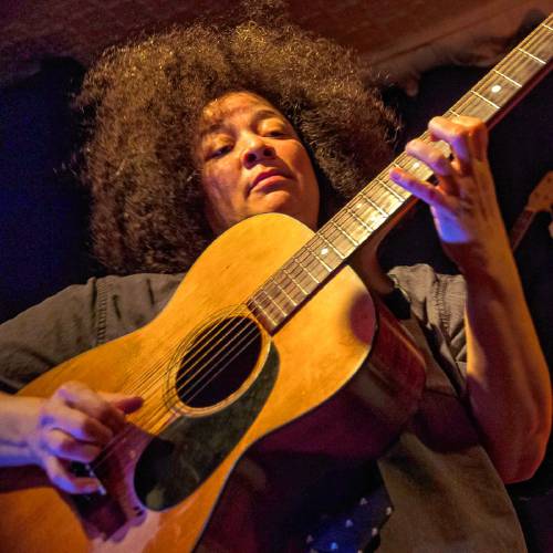 Singer-songwriter, jazz musician, activist, and teacher Pamela Means brings her “The Power of the Protest Song” show to Peskeompskut Park in Turners Falls on Saturday, May 18 from 4 to 6 p.m.