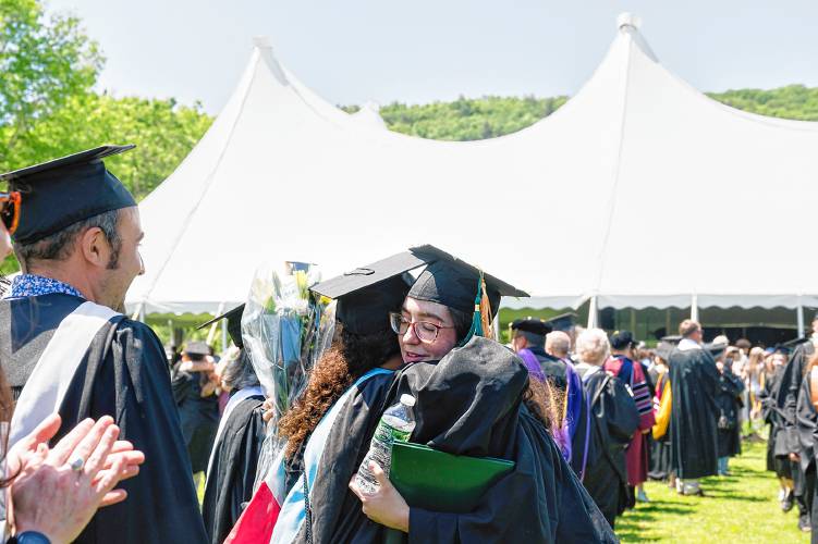 One hundred and fifteen graduates walked across the stage at Greenfield Community College’s commencement ceremony in Greenfield on Saturday. Graduates celebrated their accomplishments with family and friends.