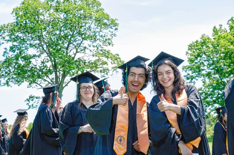 One hundred and fifteen graduates walked across the stage at Greenfield Community College’s commencement ceremony in Greenfield on Saturday. Graduates celebrated their accomplishments with family and friends.