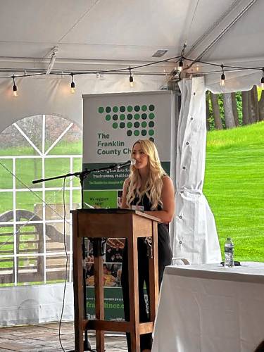 Franklin County Chamber of Commerce Executive Director Jessye Deane speaks during the chamber’s May luncheon, “Art of the Craft,” at the Northfield Golf Club.