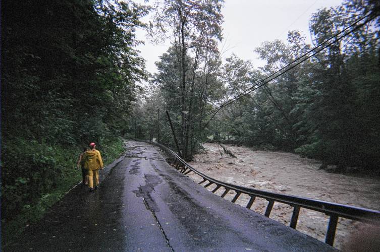 Hawley’s Route 8A and a curvy section known as the Dugway have been pummeled by harsh weather, including heavy rainstorms and Hurricane Irene in 2011, pictured.