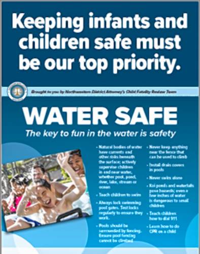 One of the posters offering tips on how to protect children during the summer.