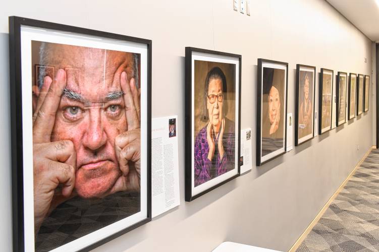 Leyden native Joe Wallace’s portrait series called “The Day After Yesterday,”  showcasing Massachusetts residents living with dementia, is on display in the Greenfield Public Library meeting room.