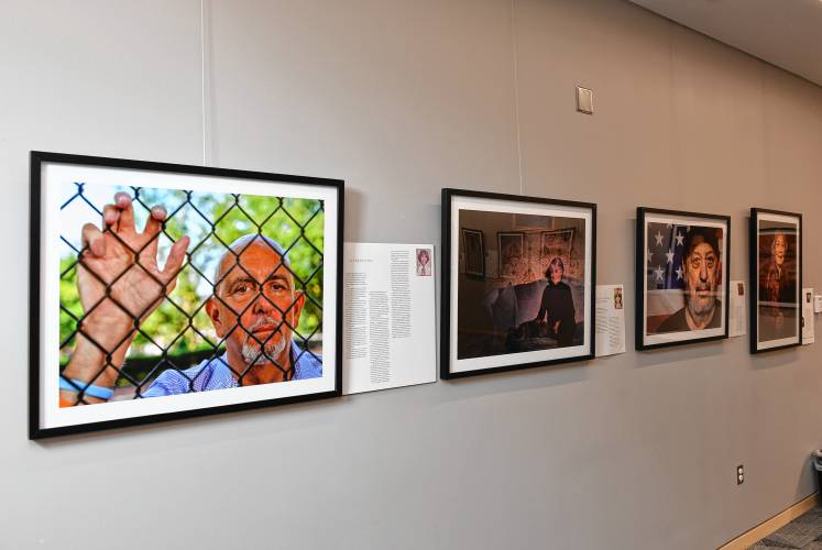 Leyden native Joe Wallace’s portrait series called “The Day After Yesterday,”  showcasing Massachusetts residents living with dementia, is on display in the Greenfield Public Library meeting room.