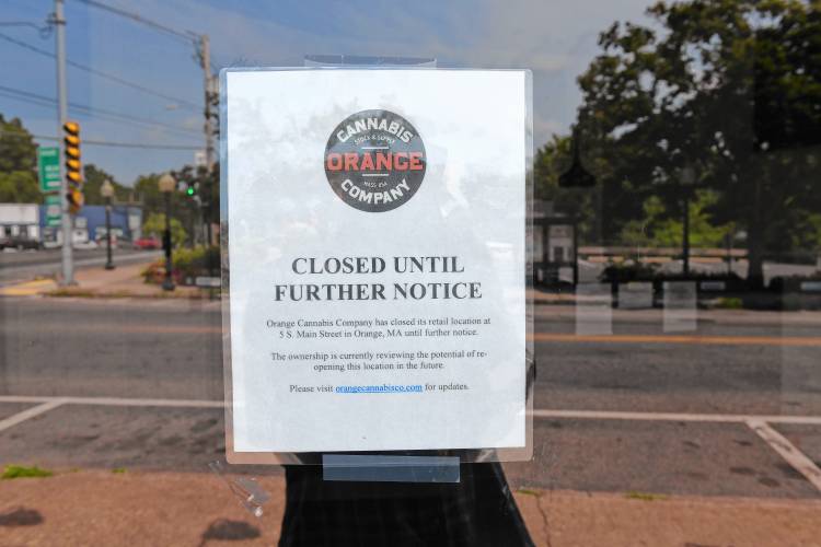 Orange Cannabis Co. at 5 South Main St. in Orange is closed. The closure will remain in effect through at least the end of the year, with a potential reopening in 2025, according to company leaders.