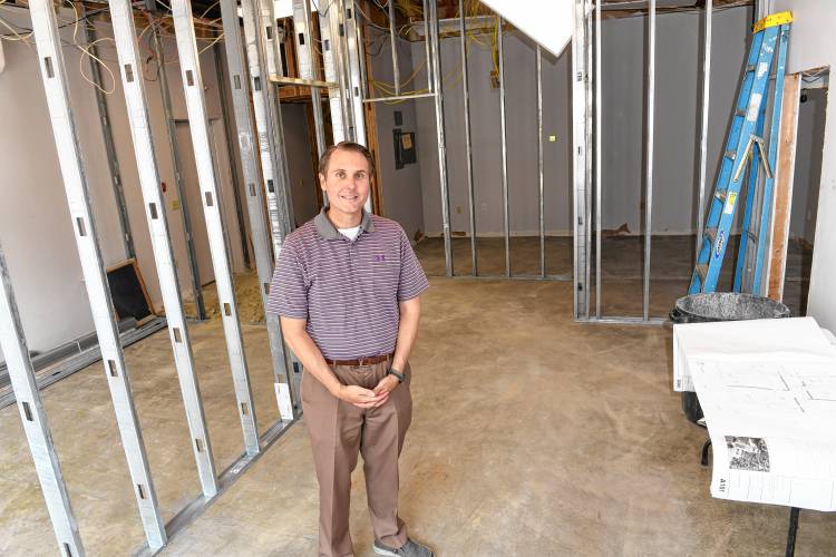 Children’s Advocacy Center Executive Director Jeffrey Trant at the center’s new location at the 119 New Athol Road plaza in Orange. The roughly 800-square-foot space, expected to be ready by early November, will house an outpatient clinic providing specialized mental health services for child victims of sexual abuse and their families.