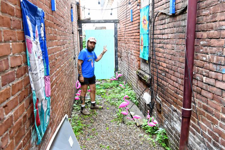 Jay Majerowski in the back of Great Hauls at 125 Avenue A in Turners Falls.