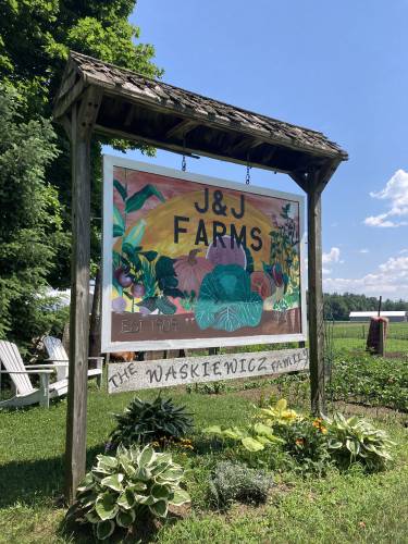 J & J Farms’ sign on Meadow St. in Amherst.