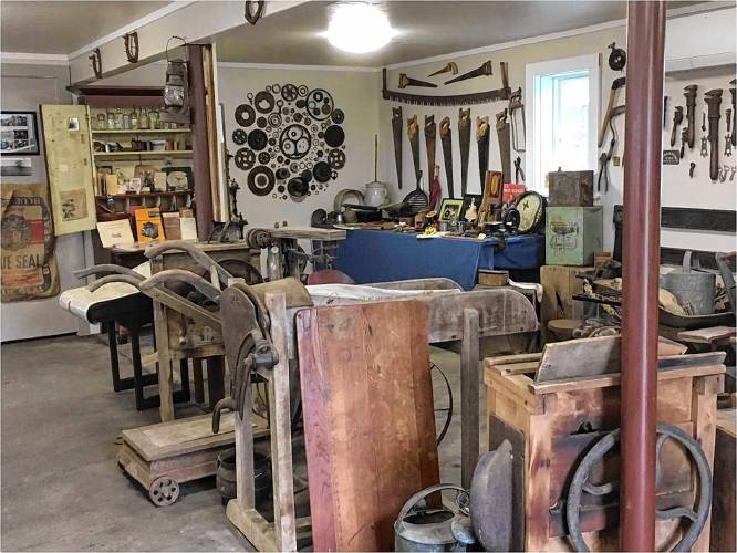 Items in the Wheel-View Farm on-site museum in Shelburne include a wide variety of tools, implements, artifacts, and ephemera from hundreds of years of family history and activities. Carolyn and John Wheeler continue to farm on land that's been in Carolyn's family since 1896.