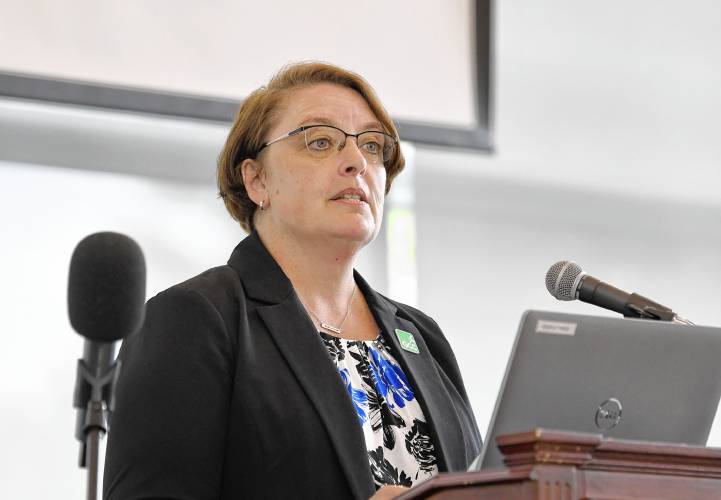 Greenfield Community College President Michelle Schutt, pictured during an event at the college in May, says the MassEducate program will “allow people, some of whom may have felt college was out of reach, the opportunity to pursue a free community college education.”