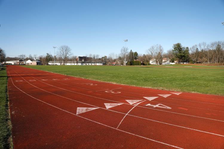 The track and field at Amherst-Pelham Regional High School.