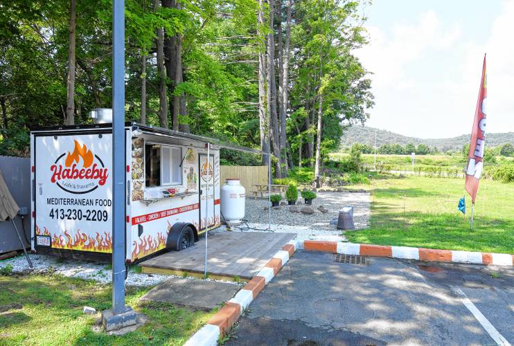 The Habeeby Falafel and Shawarma truck located at the Mobil gas station near the rotary in Greenfield.