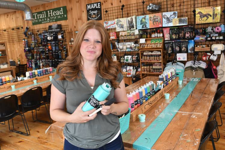 Stephanie Cook has moved her business, Scrafty DIY Workshop, from Athol into Trail Head Outfitters & General Store in Orange.