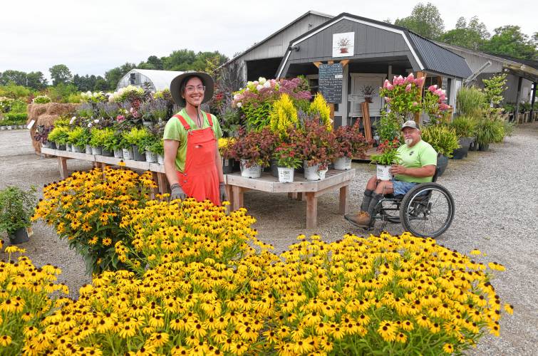 Arlo Bannister and Kevin Hollister are ready to help with customers’ botanical needs at Sugarloaf Gardens in Sunderland as tax-free weekend arrives.