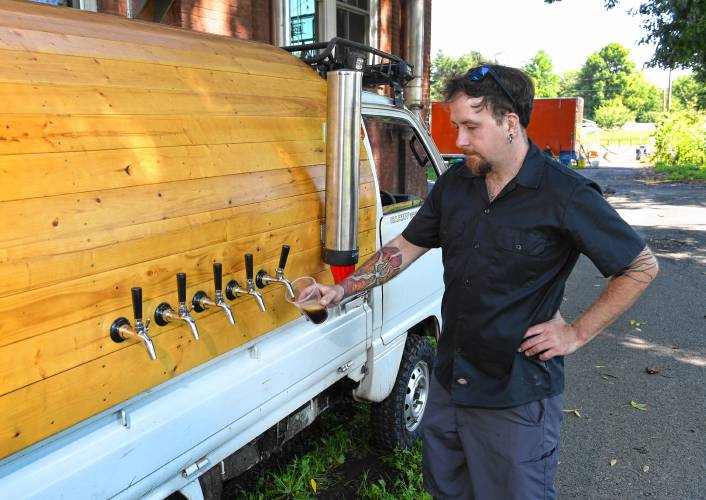 Montague resident Chad Champoux’s “KEIgerator” is now available as a dry hire rental service for brewing companies that are interested in having an outdoor alternative to serve their own drinks.