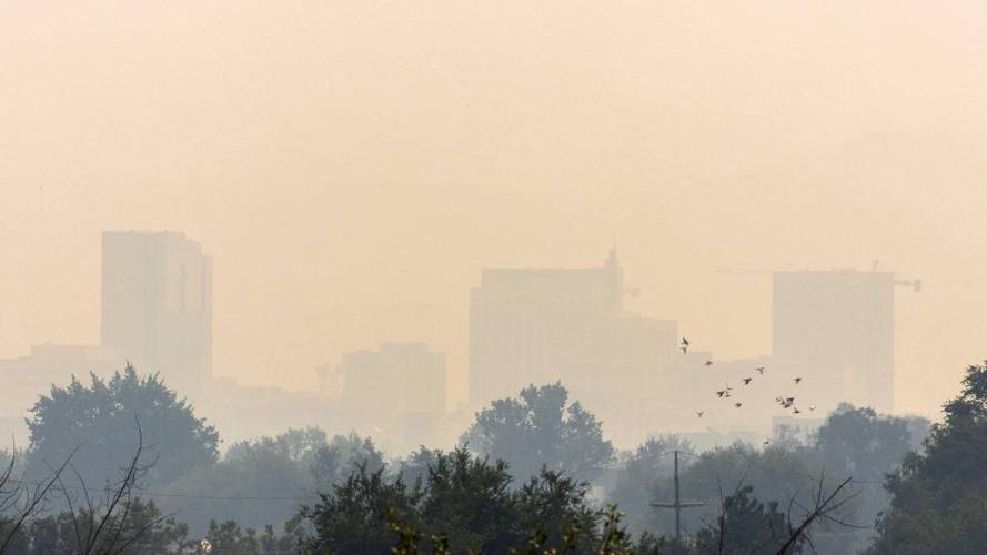 The downtown Boise skyline barely appears amid the smoke-filled air, causing an unhealthy air quality alert for Boise and surrounding communities recently.