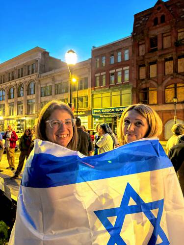 Participants proudly donning the Israeli flag.