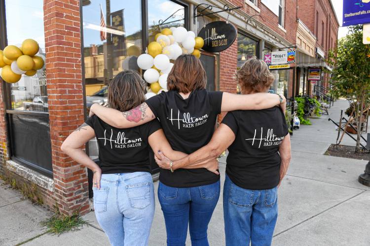 Megan Delisle-Hale, Crystal Jarvenpaa and Judy Dacyczyn of Hilltown Hair Salon in Shelburne Falls.