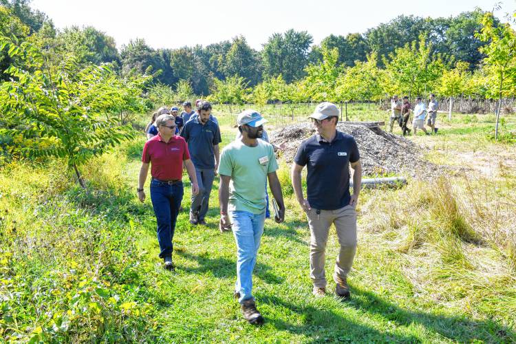 Visitors take a tour of Big River Chestnuts in Sunderland on Monday as part of Community Involved in Sustaining Agriculture’s (CISA)  third annual Climate Change and Farming Week.