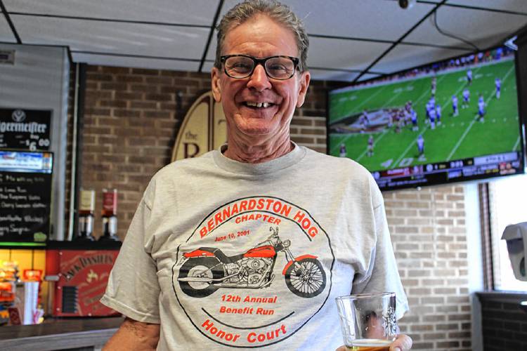 Michael Holden helped organize the reunion at Smitty’s Pub after placing an ad in the Recorder to see if any former Bernardston HOG chapter members would come out to the gathering.