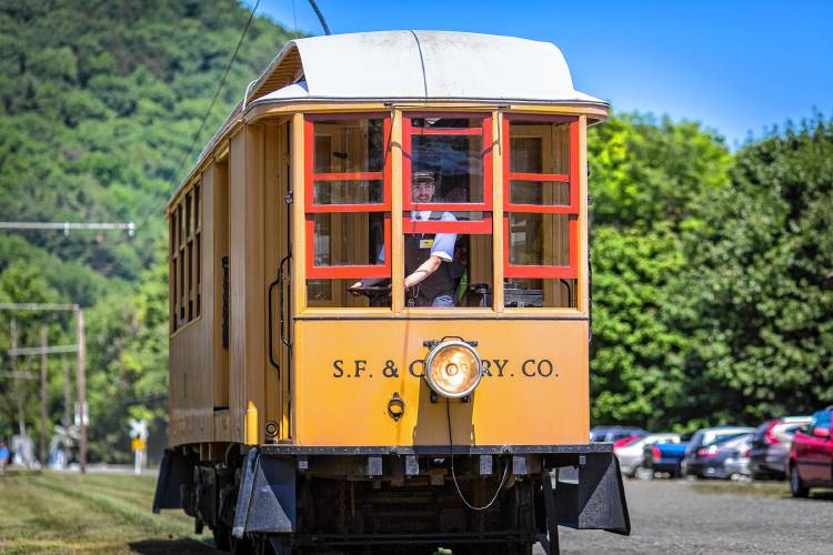 Trolley No. 10 proceeds down the track during the 2016 Trolleyfest in Shelburne Falls. The event returns on Saturday, Sept. 28.