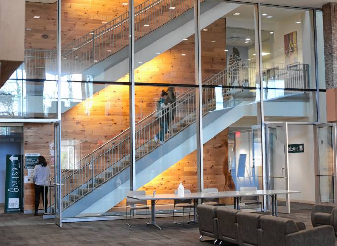 The lobby of Greenfield Community College.