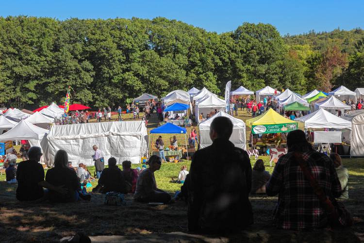 Attendees of the 2016 North Quabbin Garlic and Arts Festival in Orange sit on the hillside. The 26th rendition of the event is set for Saturday, Sept. 28, and Sunday, Sept. 29.