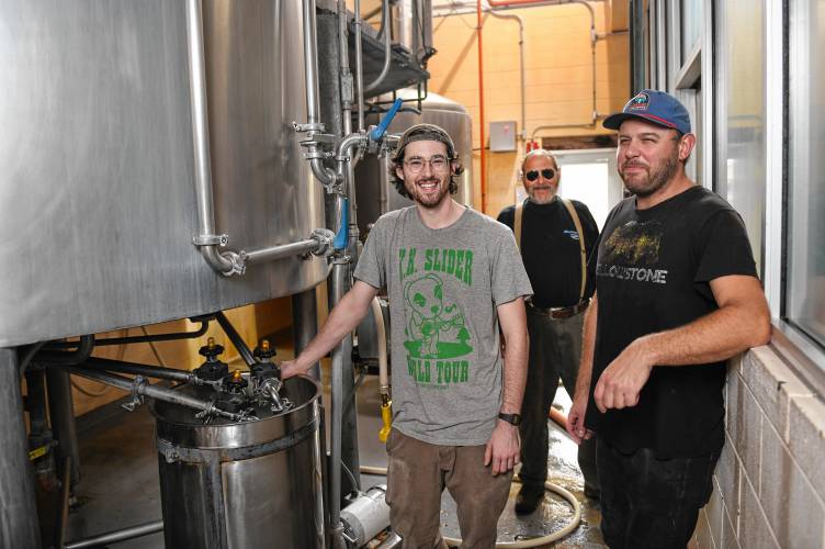 Brewer Hunter Felix, co-founder and President Gary Bogoff, and Head Brewer Noah Bogoff at Berkshire Brewing Co. in South Deerfield.