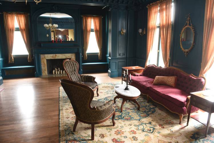 The first floor interior of the Revival Wheeler Mansion in Orange.