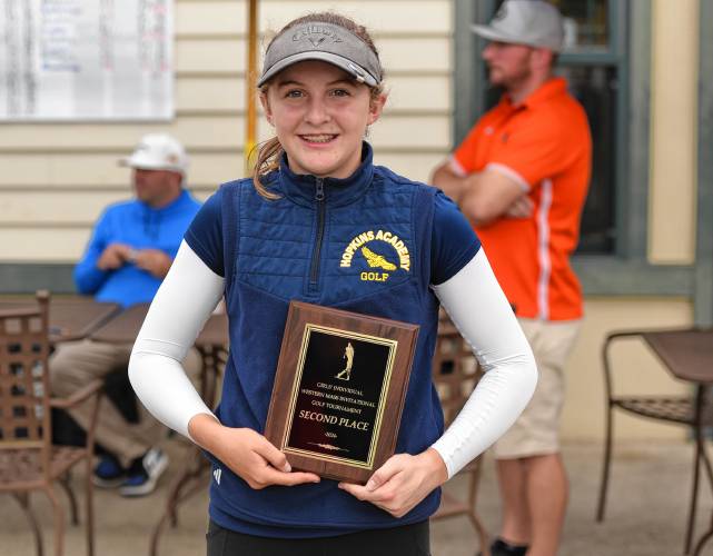 Hopkins Academy’s Ryley Regan earned second place in the PVIAC Western Mass. Girls Individual tournament with a round of 78 at Cold Spring Country Club in Belchertown on Monday afternoon.