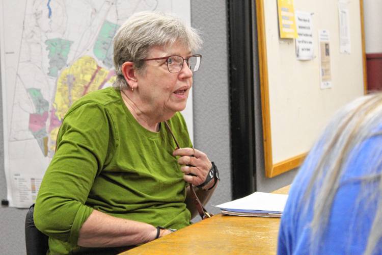 Greenfield resident Joannah Whitney discusses accessible housing with the Greenfield Planning Board on Thursday as it considers a series of proposed housing ordinance amendments.